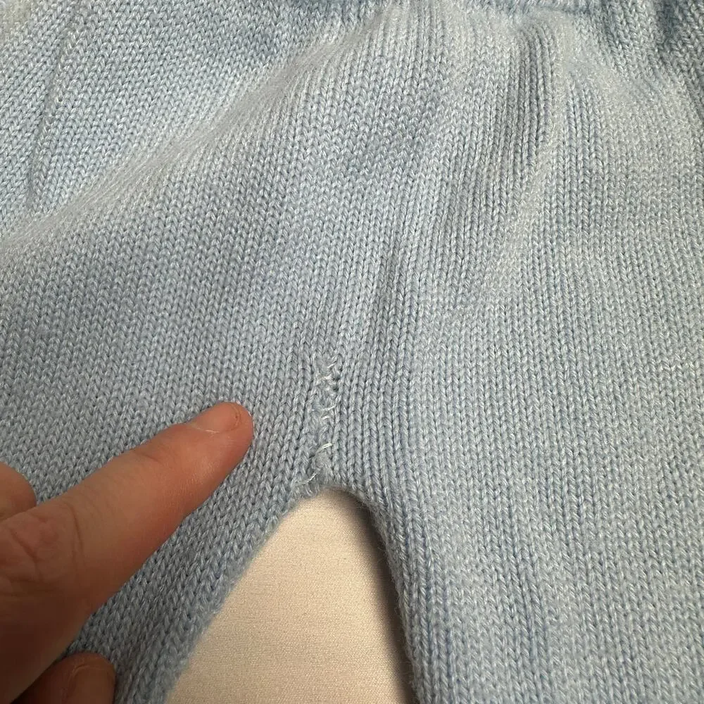 Vintage Story Book Teddy Bears Sweater Blue Knit 2pc Set Outfit Sz 3 mo